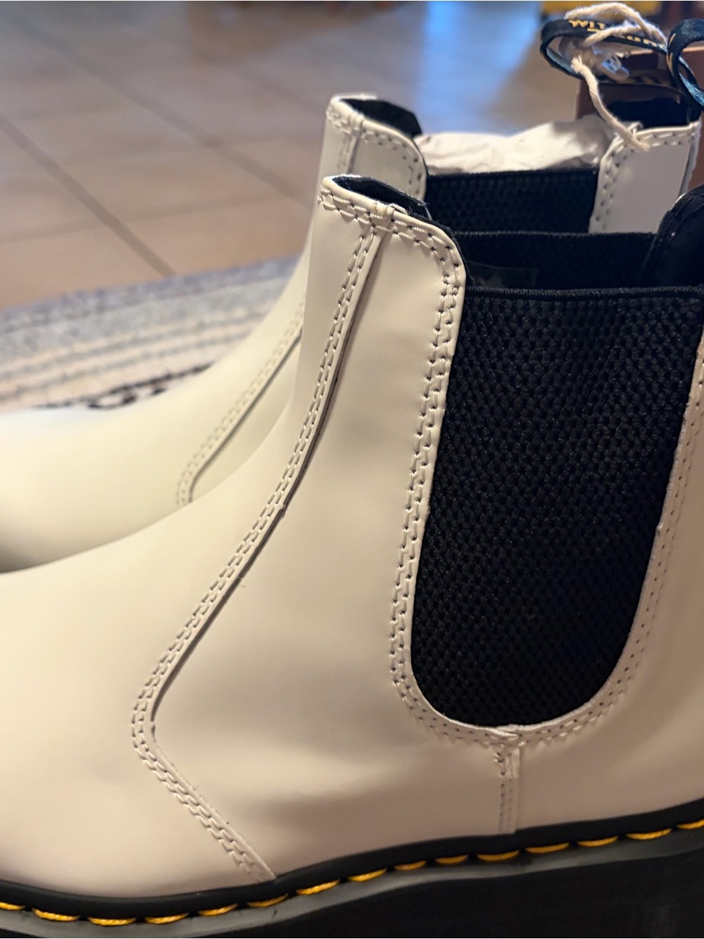 Dr. Martens White and Black Chelsea Ankle Boots